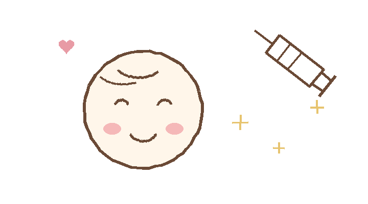 注射器とにっこり顔のイラスト