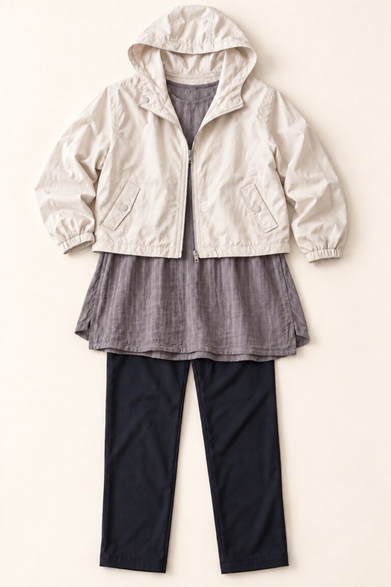 5月の服装。中は半袖、上に薄手の上着